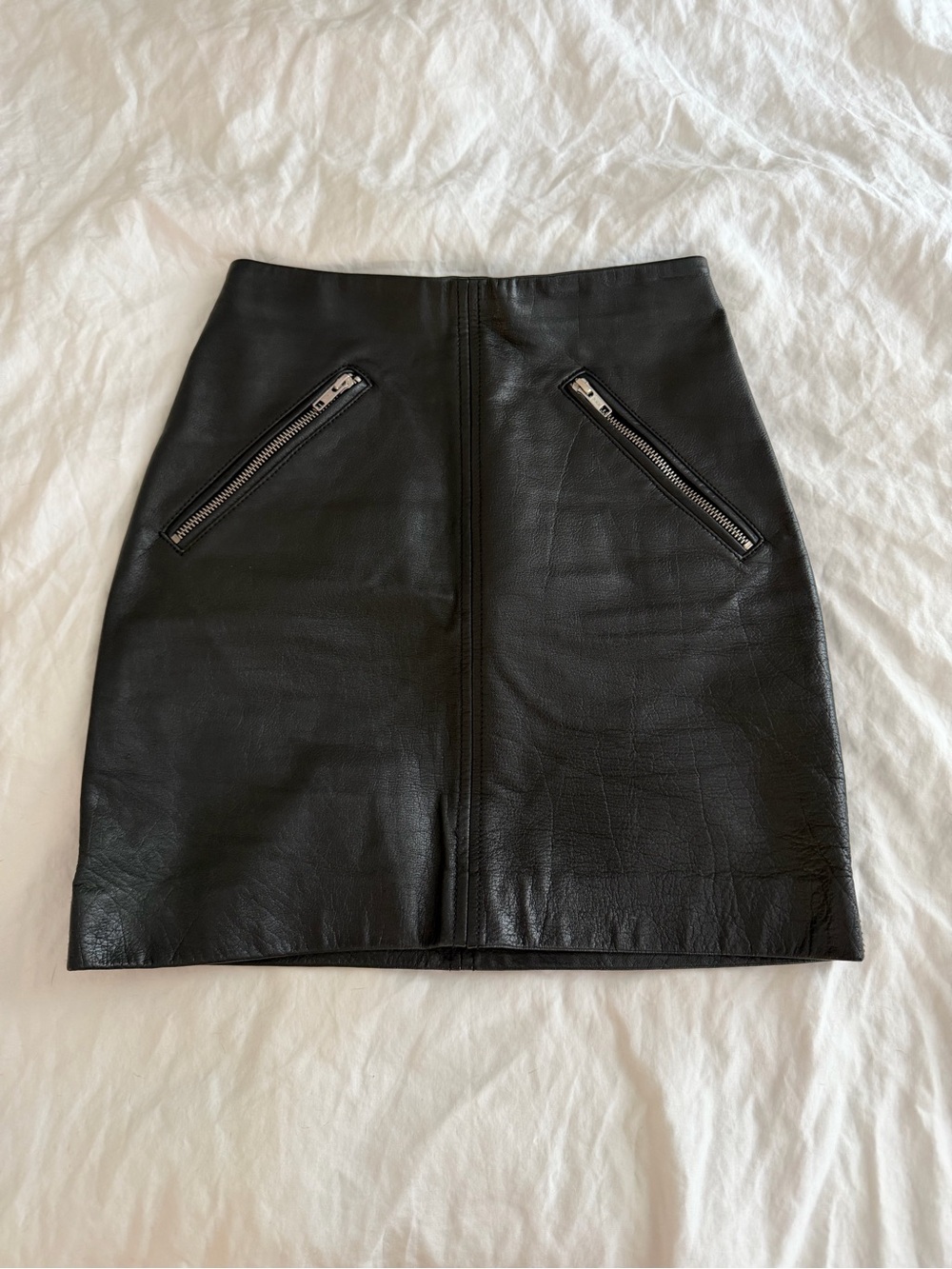 Maje real leather moto miniskirt Sz 34